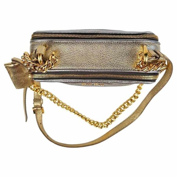 MIU MIU Metallic Silver and Gold Leather Crossbody Camera Bag Chain Strap Rare - Picture 14 of 16